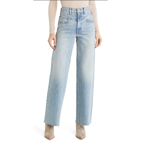 NWT SLVRLAKE Grace Double Yoke High Waist Wide Leg Jeans Let It Ride Sz 28 $349